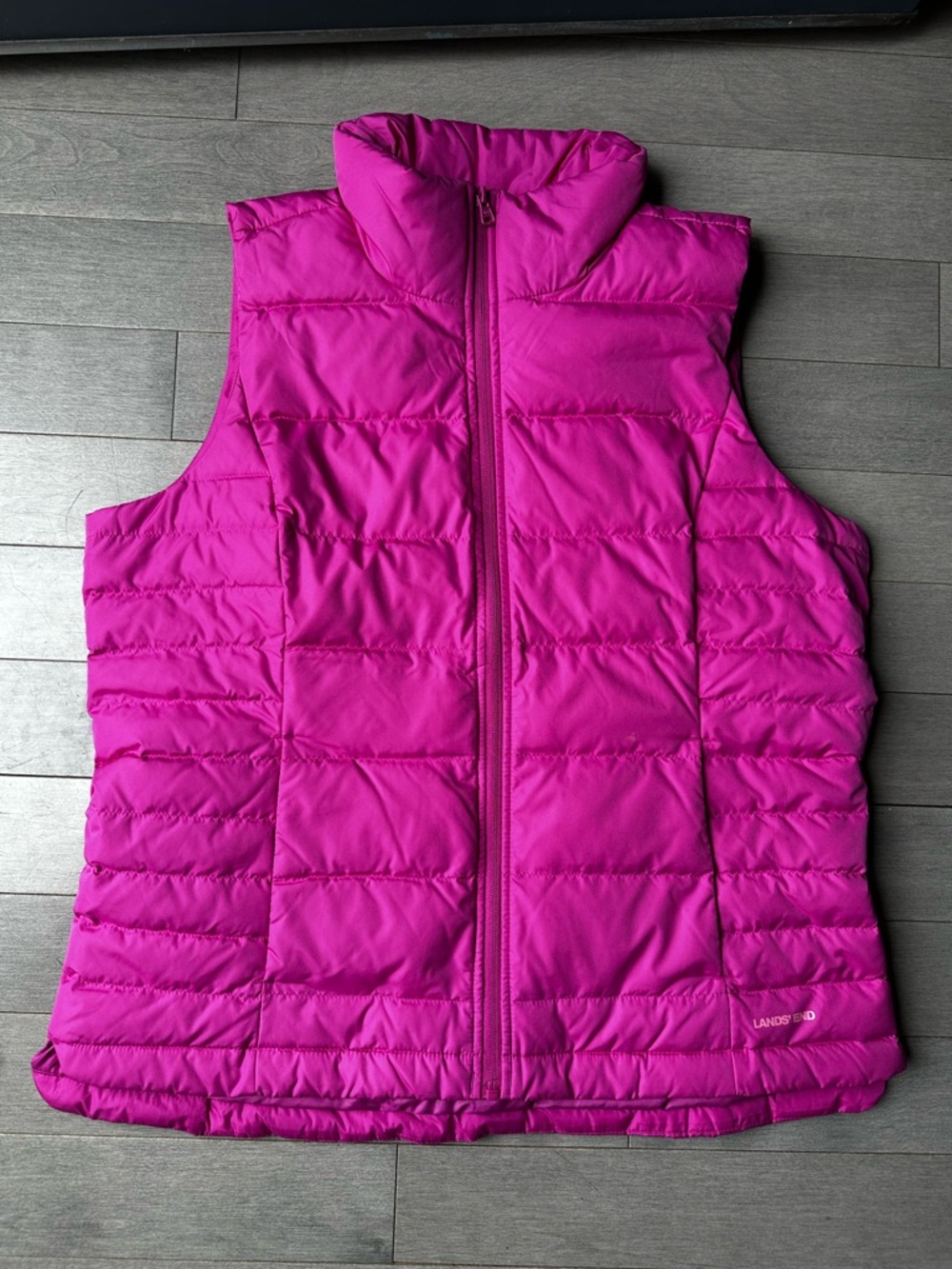 Women’s Pink Lands End Puffer Down Fall Spring Casual Vest Size Large 14-16